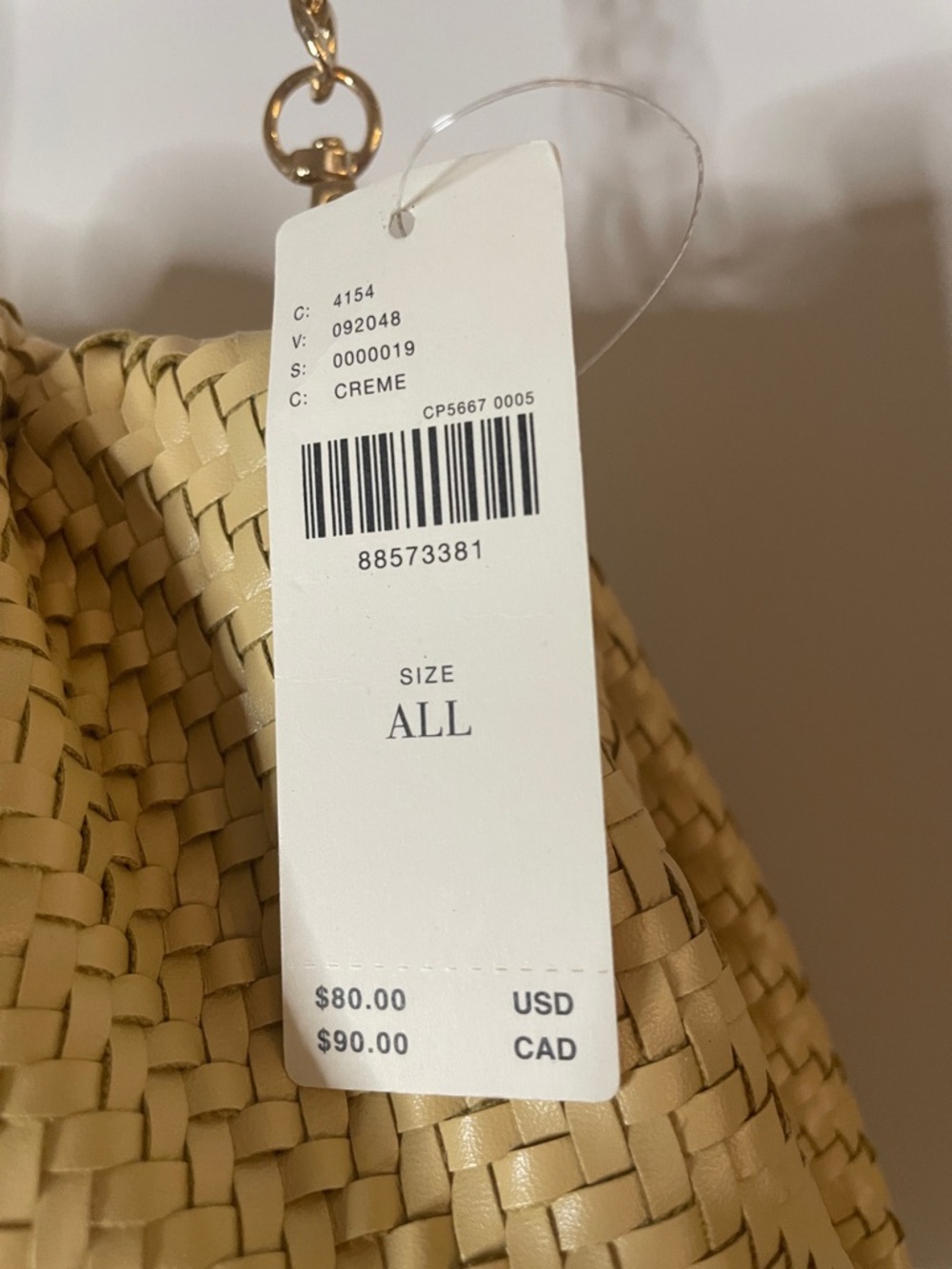 Anthropologie MAEVE Straw look Shoulder Bag in creamy Pale with Gold Chain NWT - Picture 3 of 6